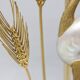 Monumental crane or egret lamp post in gilded brass by Antonio Pavia