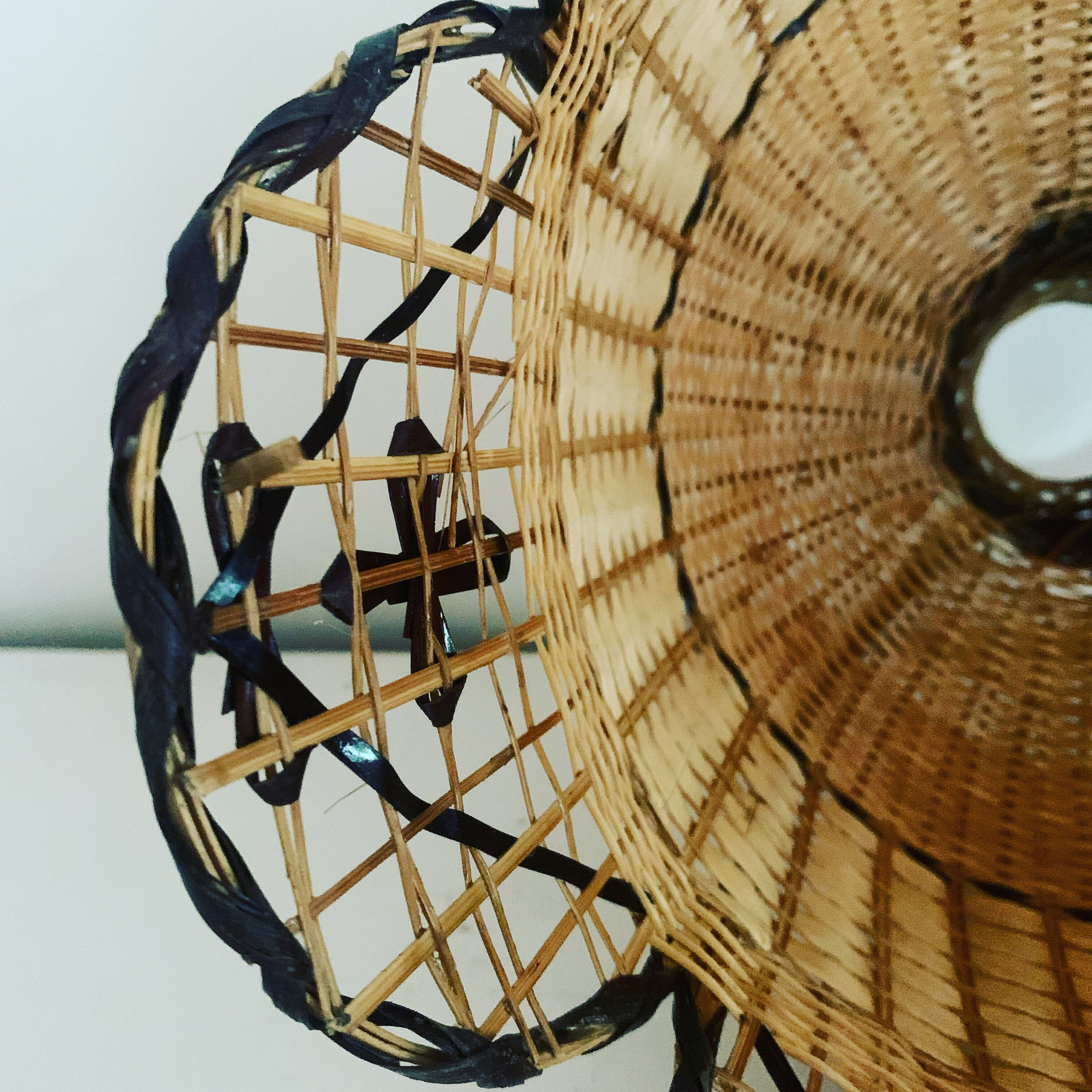 Vintage two-tone wicker pendant light