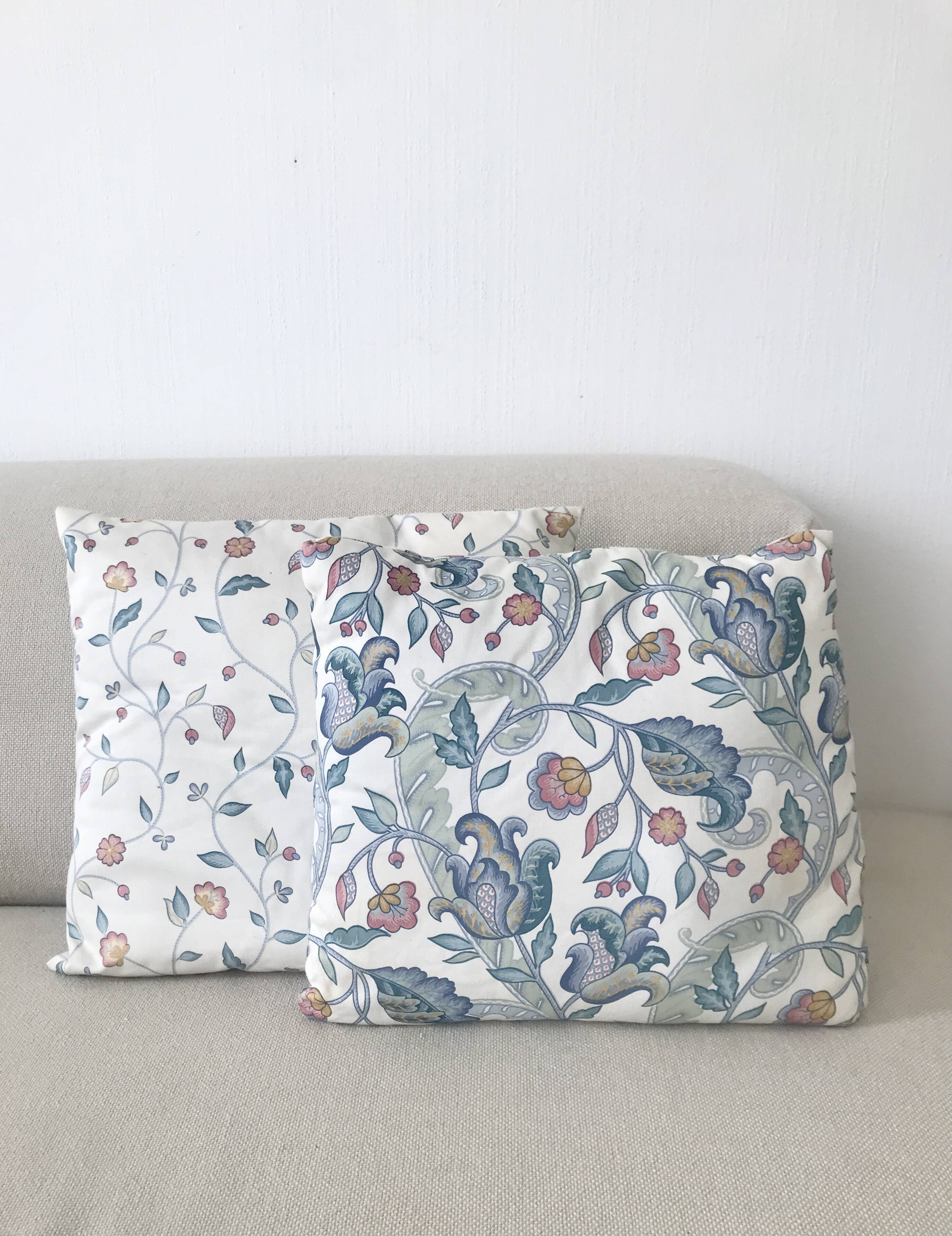 Duo de coussins vintage, tissus anglais