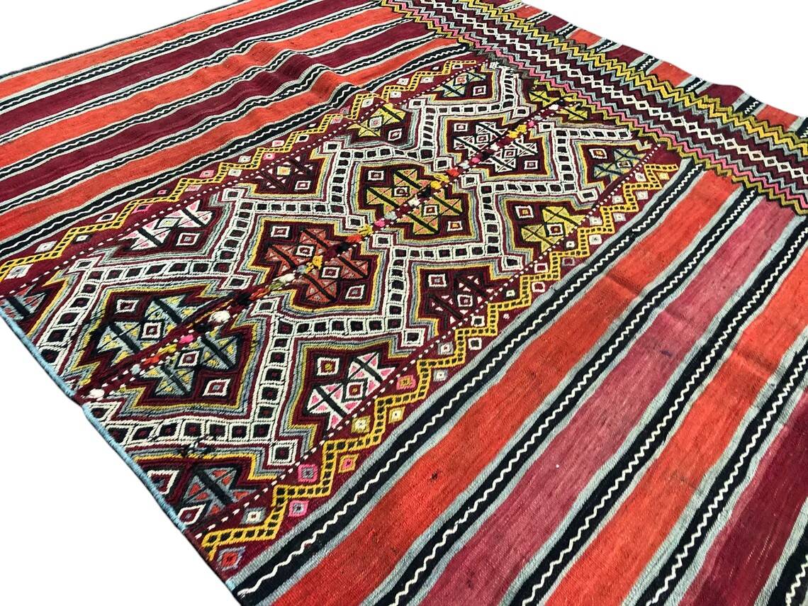 Neutral Orange Turkish Wool Kilim