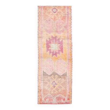 Pink & Orange Oriental Vintage Runner Rug, 101x301Cm