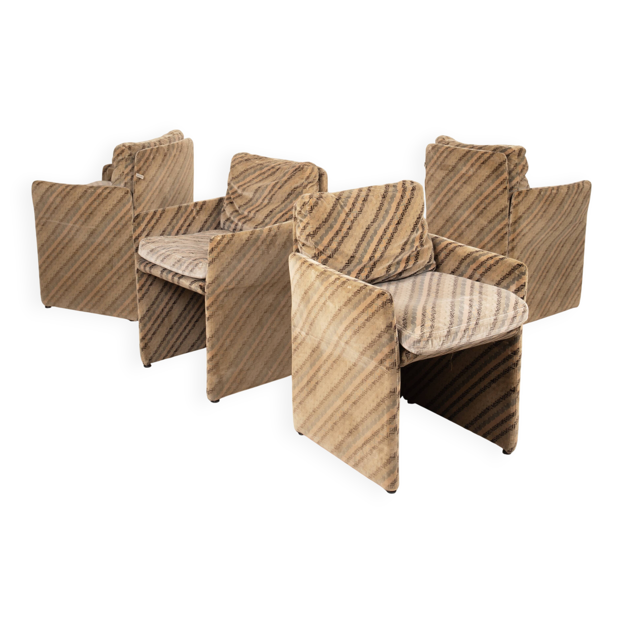 Ensemble de 4 fauteuils Salpol par Angelo Mazzola en collaboration avec Missoni