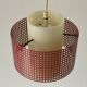 Suspended lamp in pink metal and plexiglass, Danish design, 1960s, Denmark.