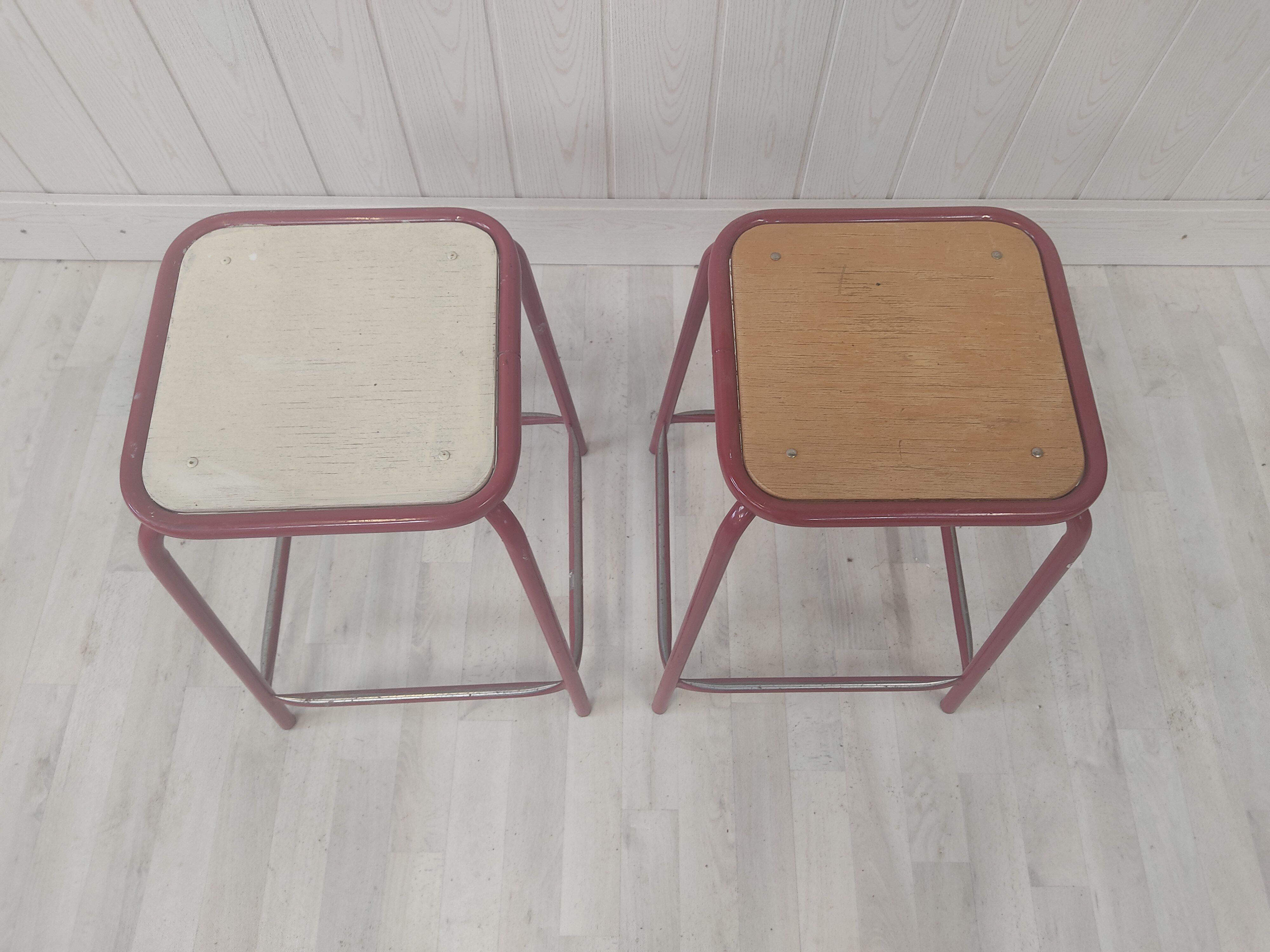 Pair of vintage school stools