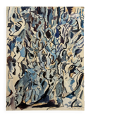 Helmut Dittmann, Abstract Composition in Blue and Grey, Paint on Paper 1989