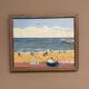 Original Swedish Oil on Canvas – "Day at the Beach" by Mona Starfelt – Signed – Dated 1989 – Framed