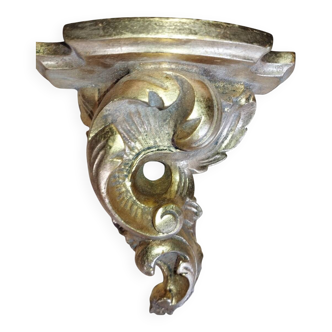 Wall console in rockwork – patinated gold decor, Louis XV style