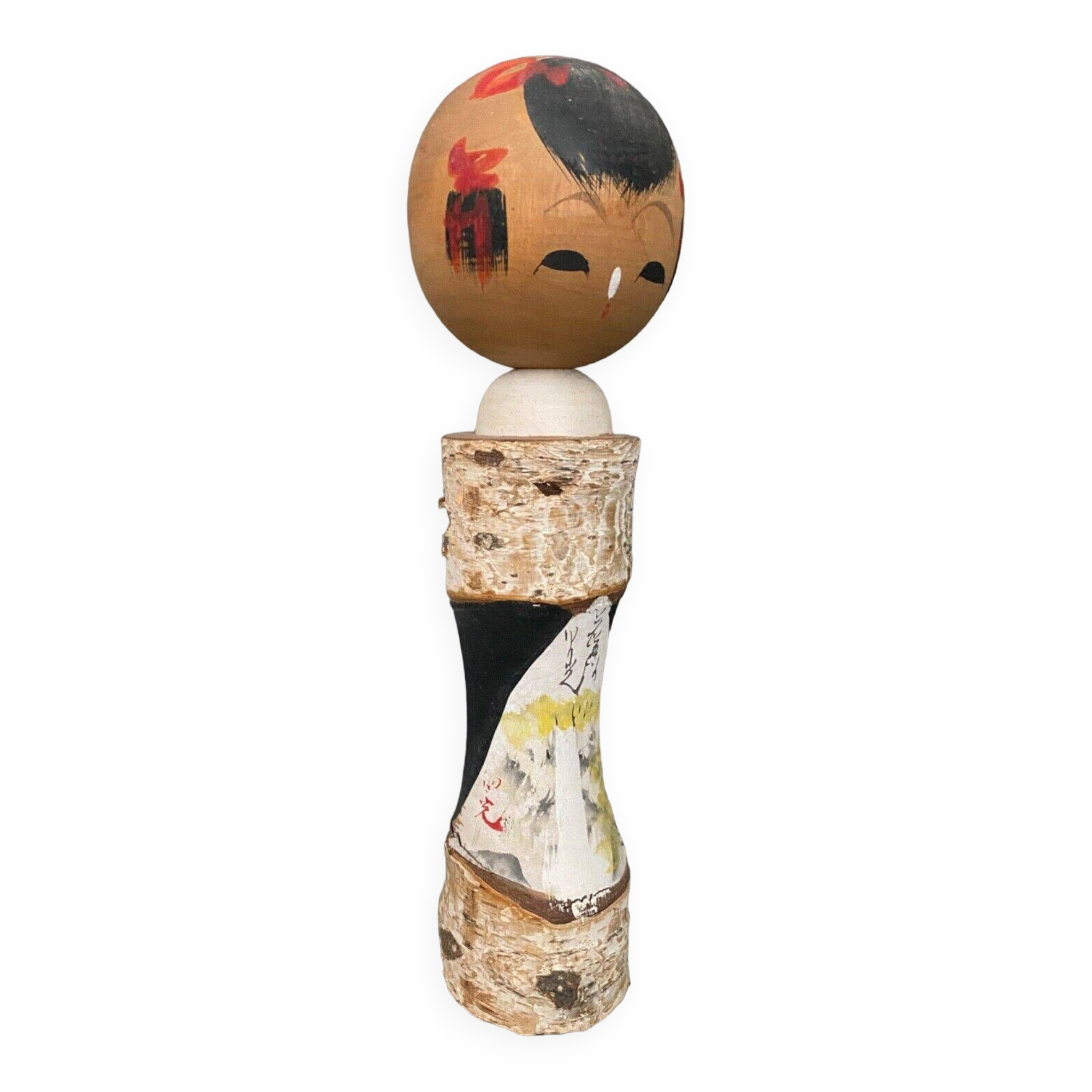 Japanese Kokeshi doll keel shape wood polychrome decoration early twentieth century