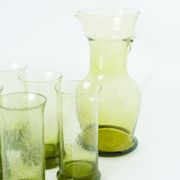 Service à orangeade en verre bullé de Biot, Long Drink, vert, 1960