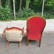 2 Louis Philippe cabriolet armchairs in burgundy velvet wood from the 19th century.