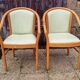 Pair of armchairs curved wood varnished skaï 70s