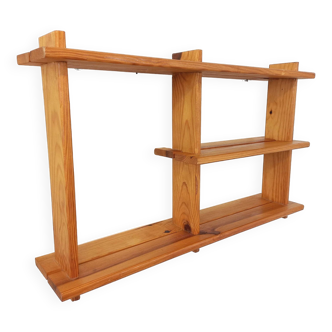 Vintage pine wall shelf in Maison Regain style from the 80s