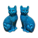 Vintage Pair of Ceramic Blue Cats Bookends