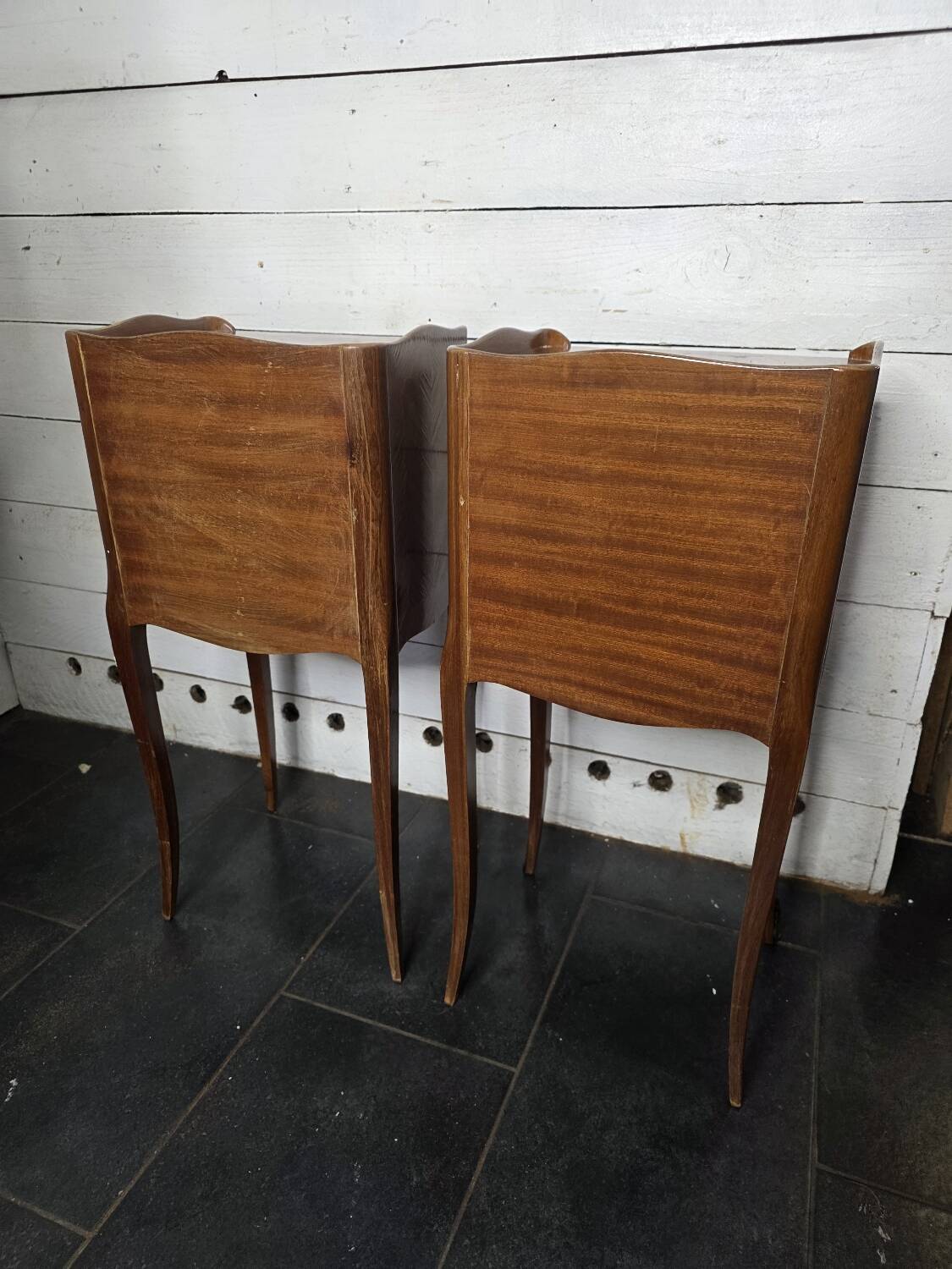 Pair of Louis XV style bedside tables in marquetry