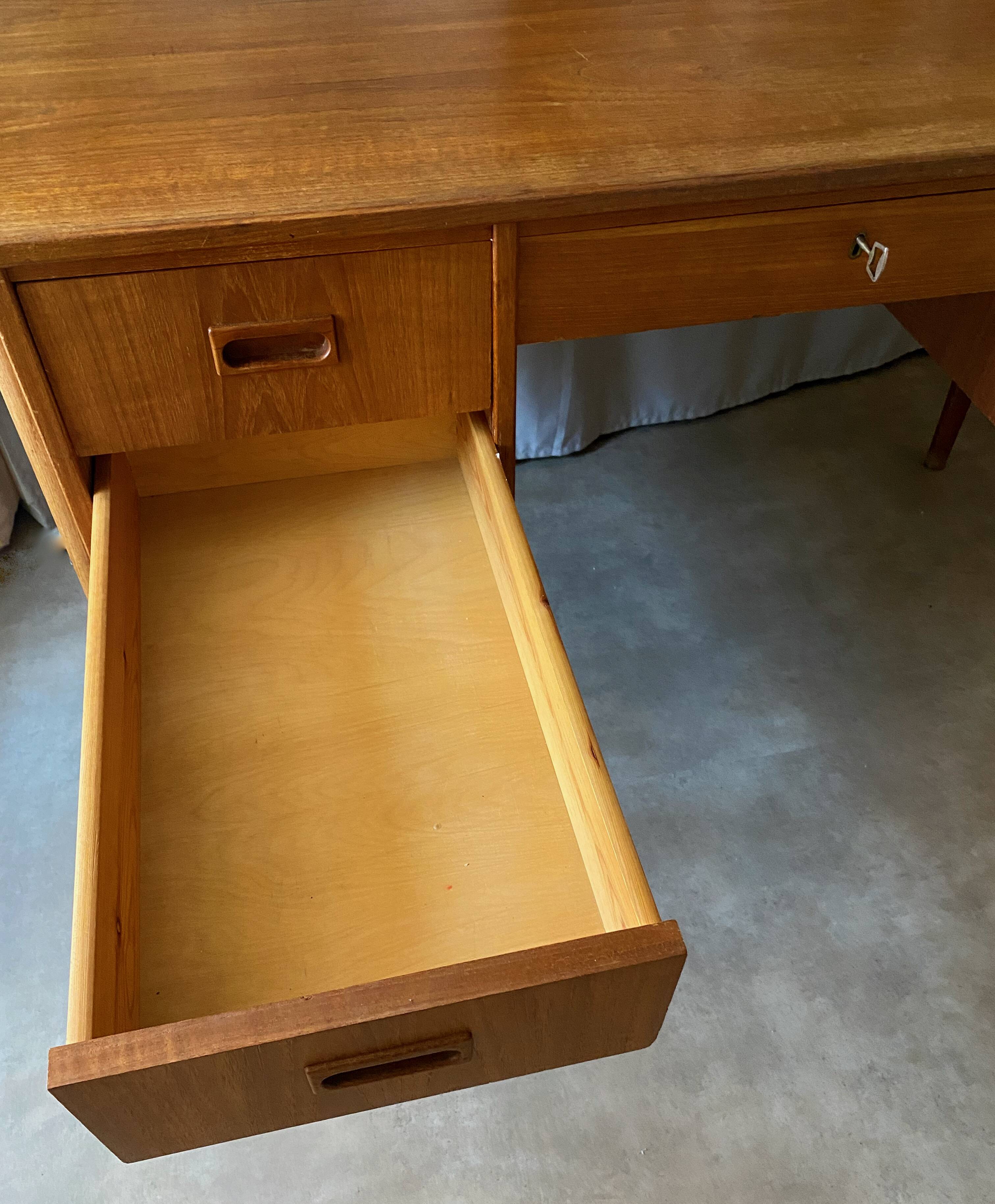 Vintage 1960s double-sided Scandinavian teak desk