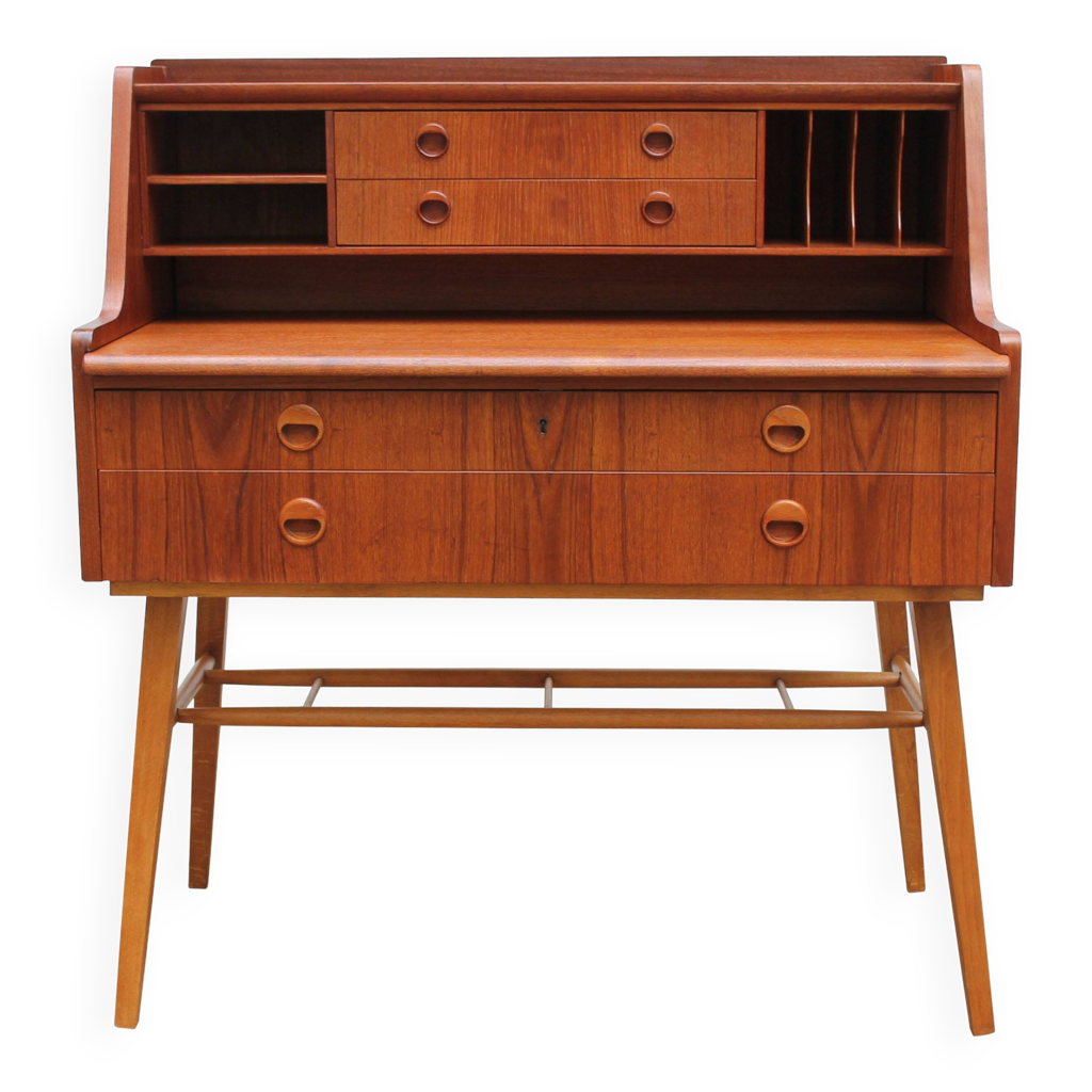 Chariot à Cocktails Danois Vintage – Moderniste Milieu De Siècle – Trolley Bois Et Métal