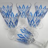 6 water glasses VMC Reims Harlequin blue