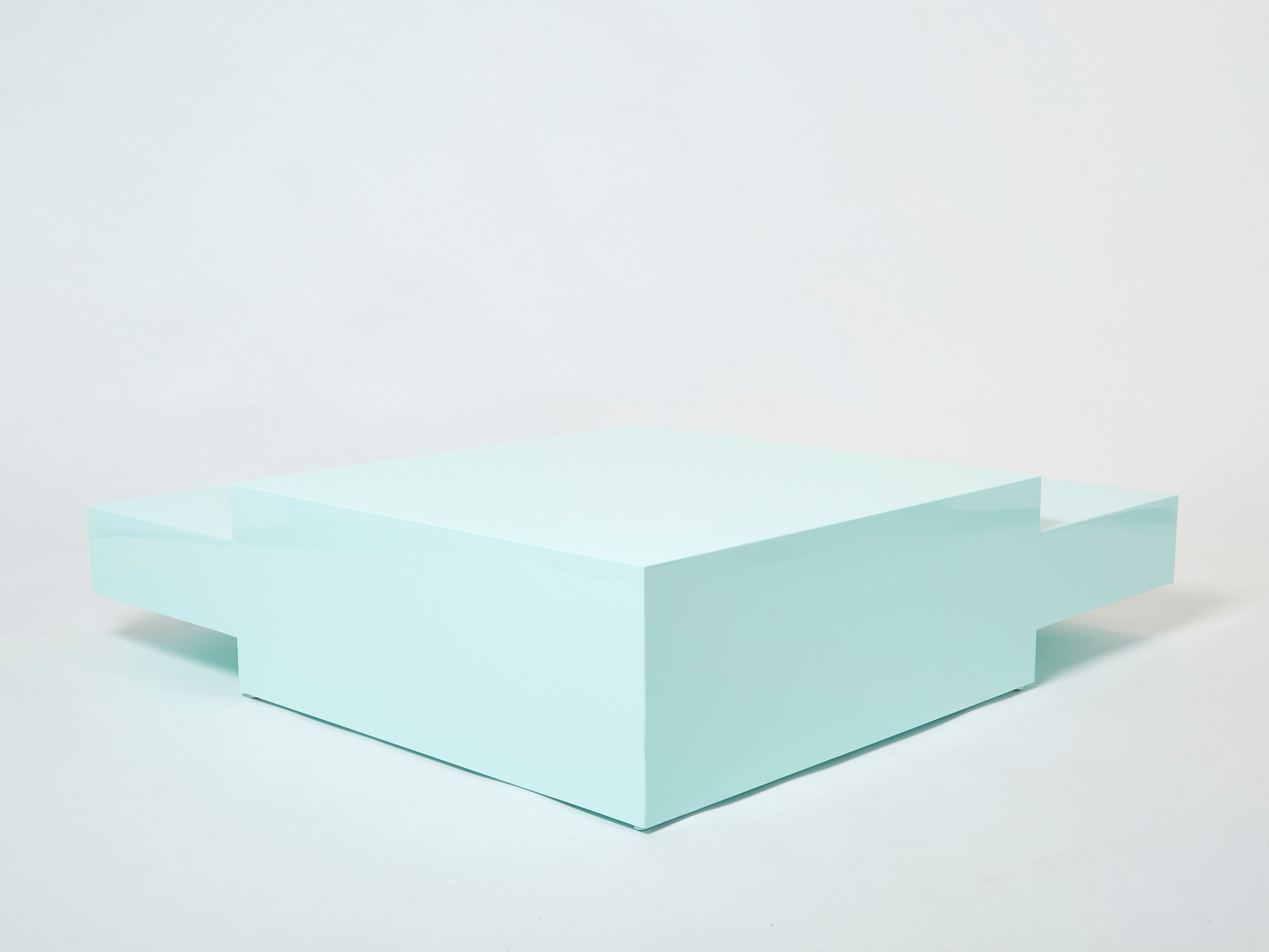 Coffee table square lacquered mint green 1970