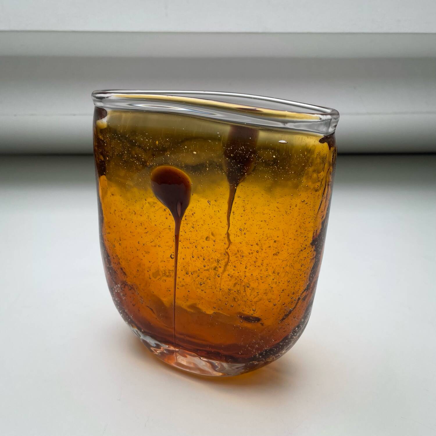 Amber blown glass vase