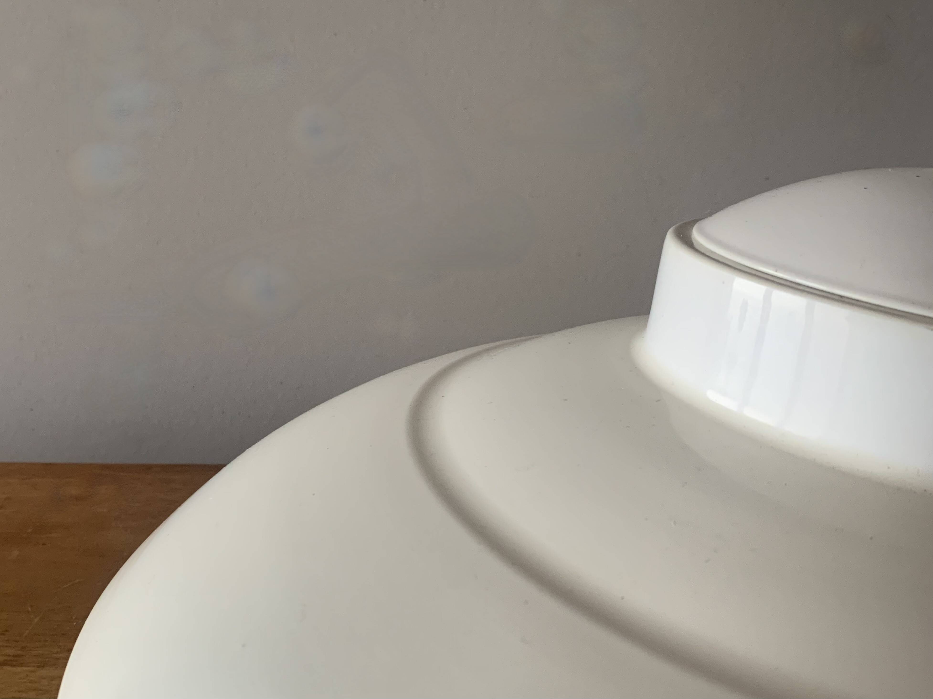 Vintage white metal pendant light - up and down system - Space Age Design