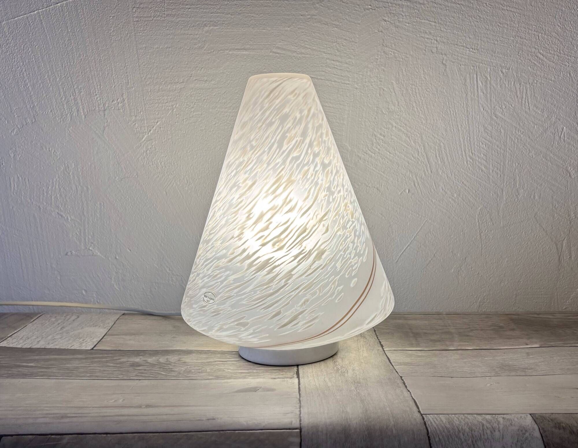 Vintage Murano Swirl Cone Lamp - Original Label - 1970s