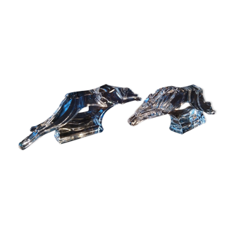 Crystal greyhounds bookends, J.G. Durand collection created in 1998