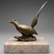 Art Deco bookends with birds – patinated metal and pink marble