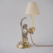 Hauy Pouigo Monkey candlestick table lamp silver plated bronze 1970's Italy