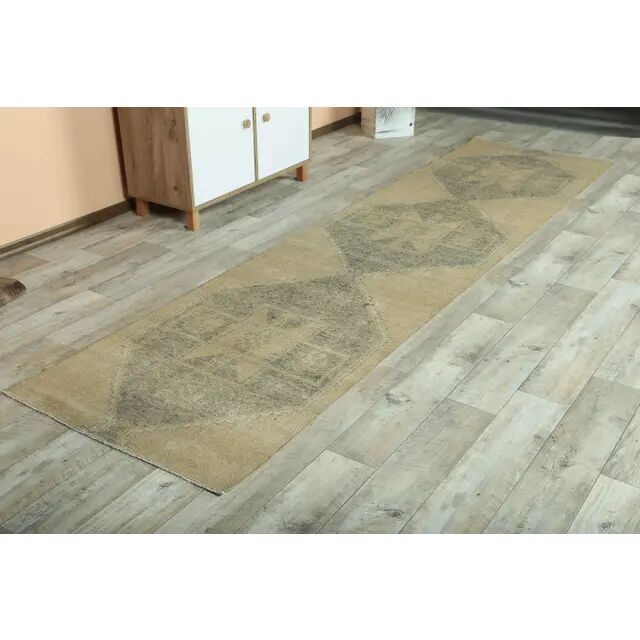 1970s Turkish hand-knotted runner rug 89x350