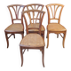 Set of four wooden chairs and canage / vintage seat