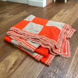 Vintage Granny Square Crochet Wool Throw