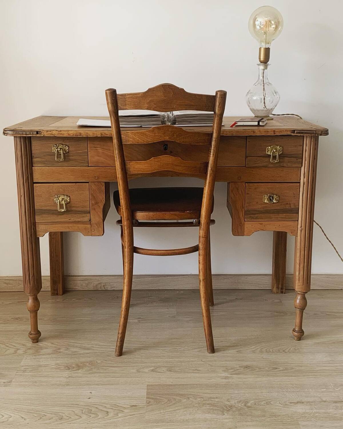 Old restored wooden desk