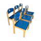Series of 6 stackable vintage chairs, italian design, blue tinted beech, ca 1980