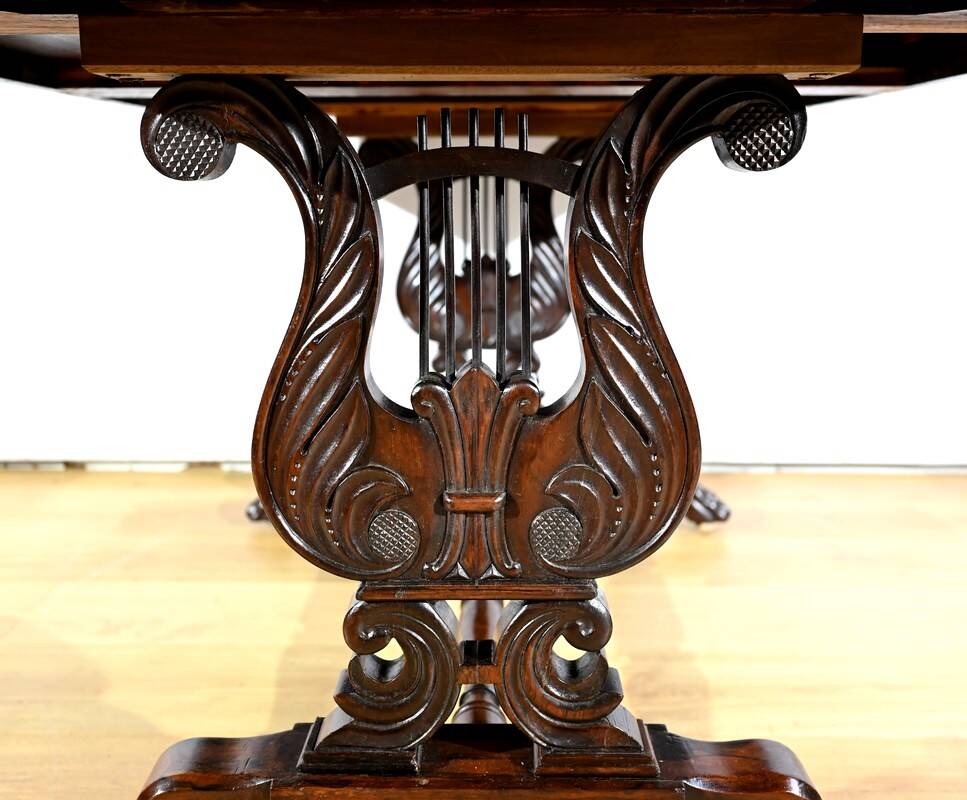 Desk Table with Shutters in Solid Rosewood, Restoration Period – Early 19th Century