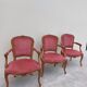 Série de 3 chaises Louis XV en chêne ancienne