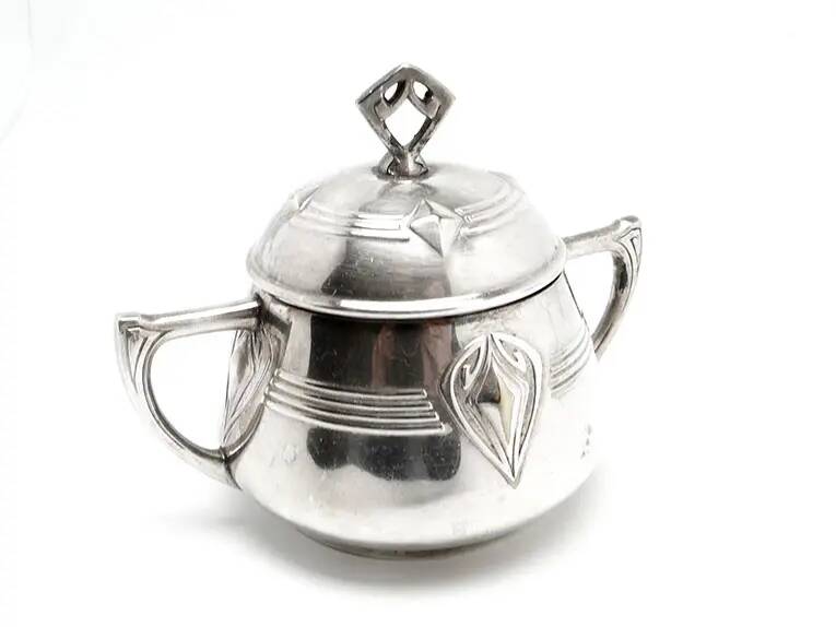Art Nouveau sugar bowl, silver-plated brass, WMF, Germany, early 20th century