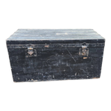 Old wooden trunk with interior compartments