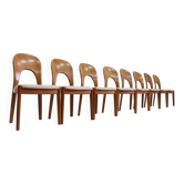 Chaises de salle à manger en teck danois vintage par Niels Koefoed, ensemble de 8.