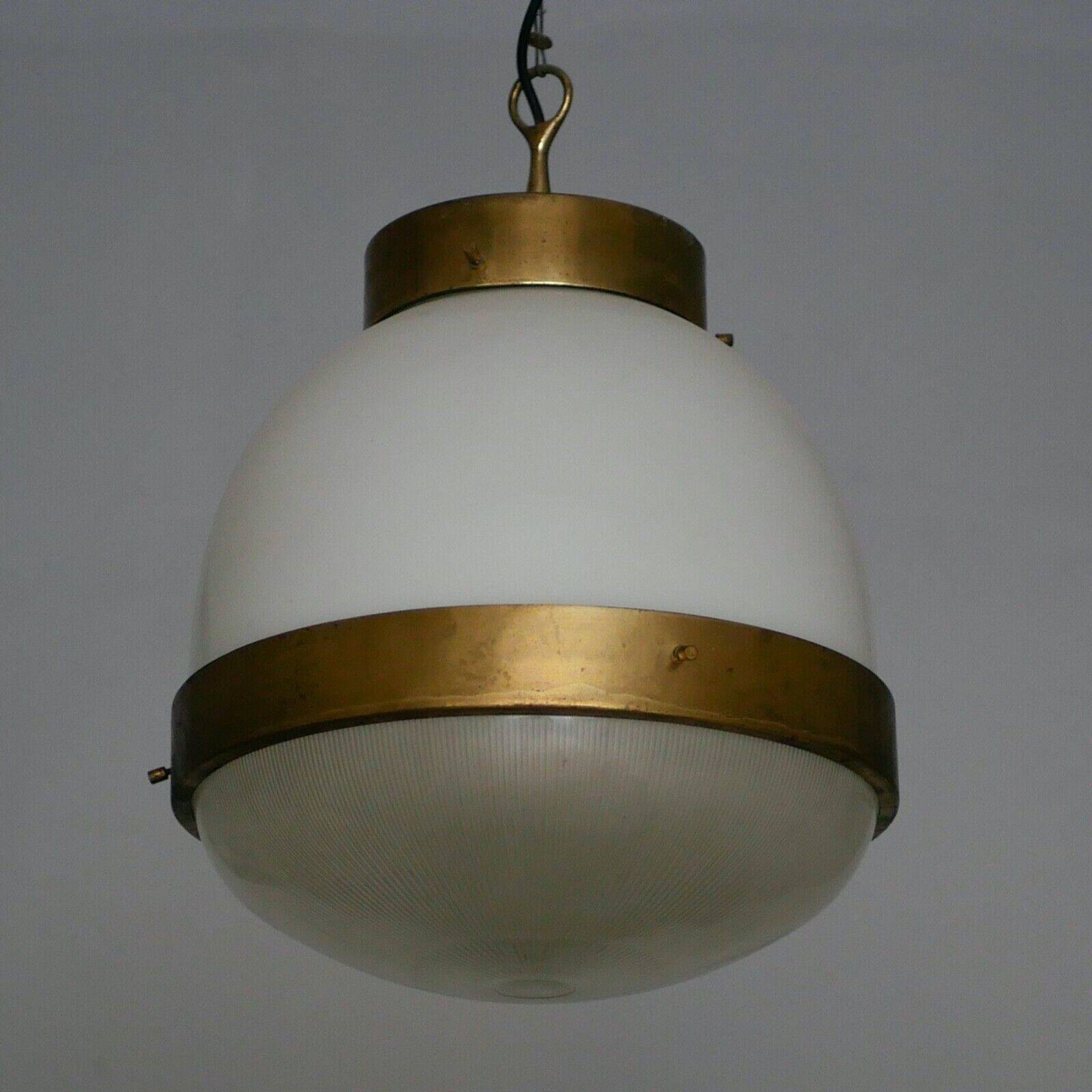 Large Artemide Delta ceiling light - 1960s - Sergio Mazza - Brass and glass