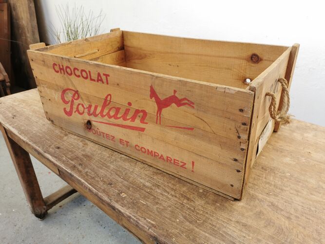 Caisse en bois vintage Chocolat Poulain