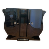 Cabinet de bar Art Déco français - Laque noire piano - 140 cm - Vers 1930 -