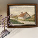 Tableau ancien , ferme dans le Cantal XX siècle