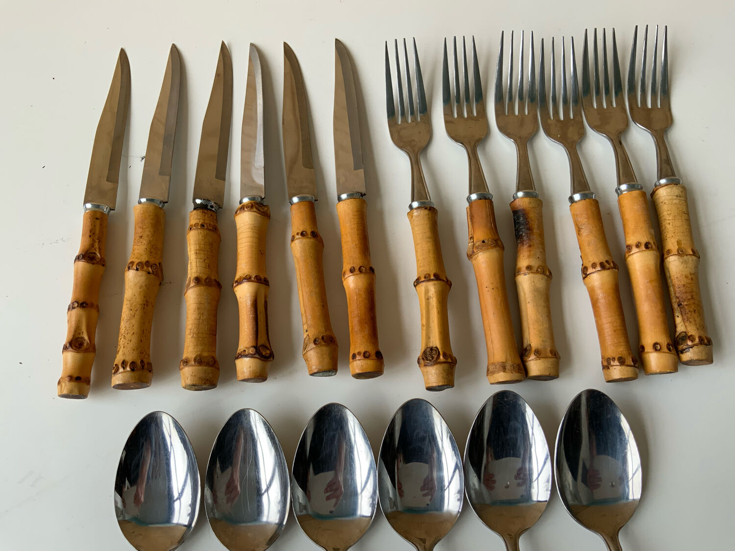 Vintage bamboo cutlery set