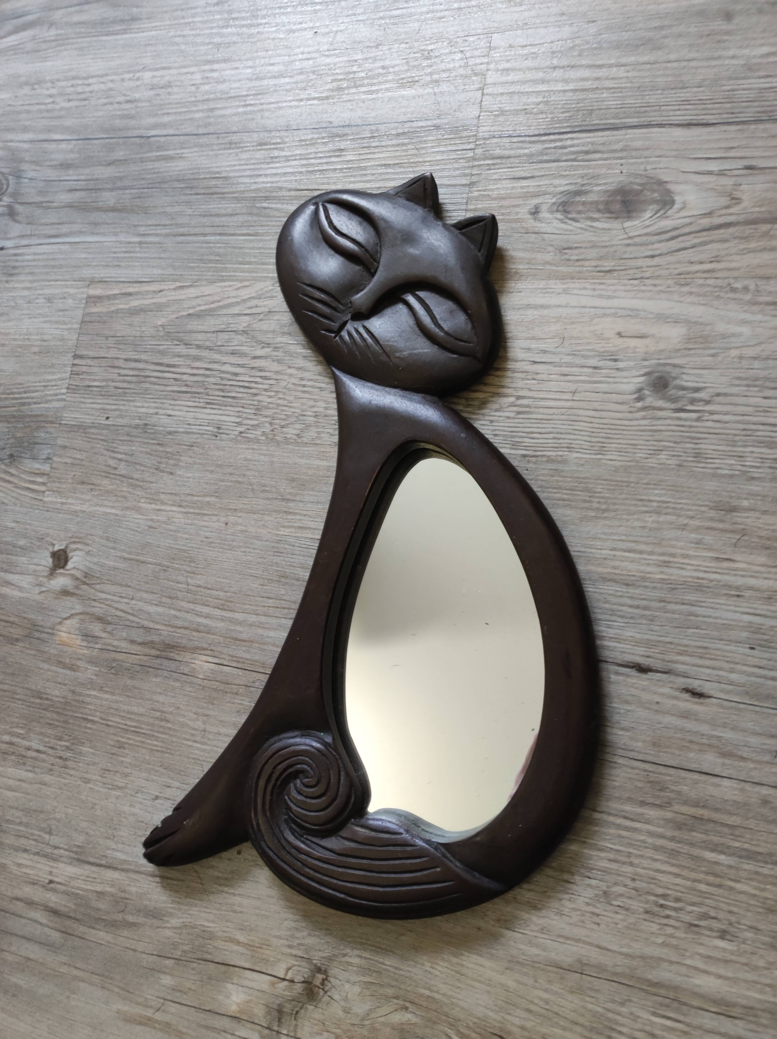 Mirror cat frame wood vintage