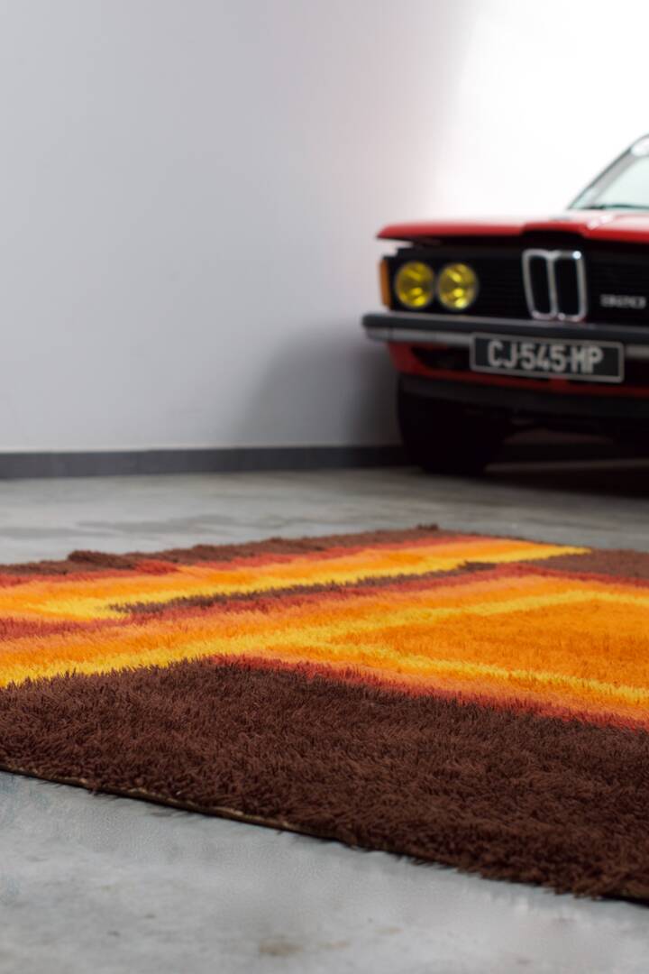 Vintage designer rug 1970 French cubist