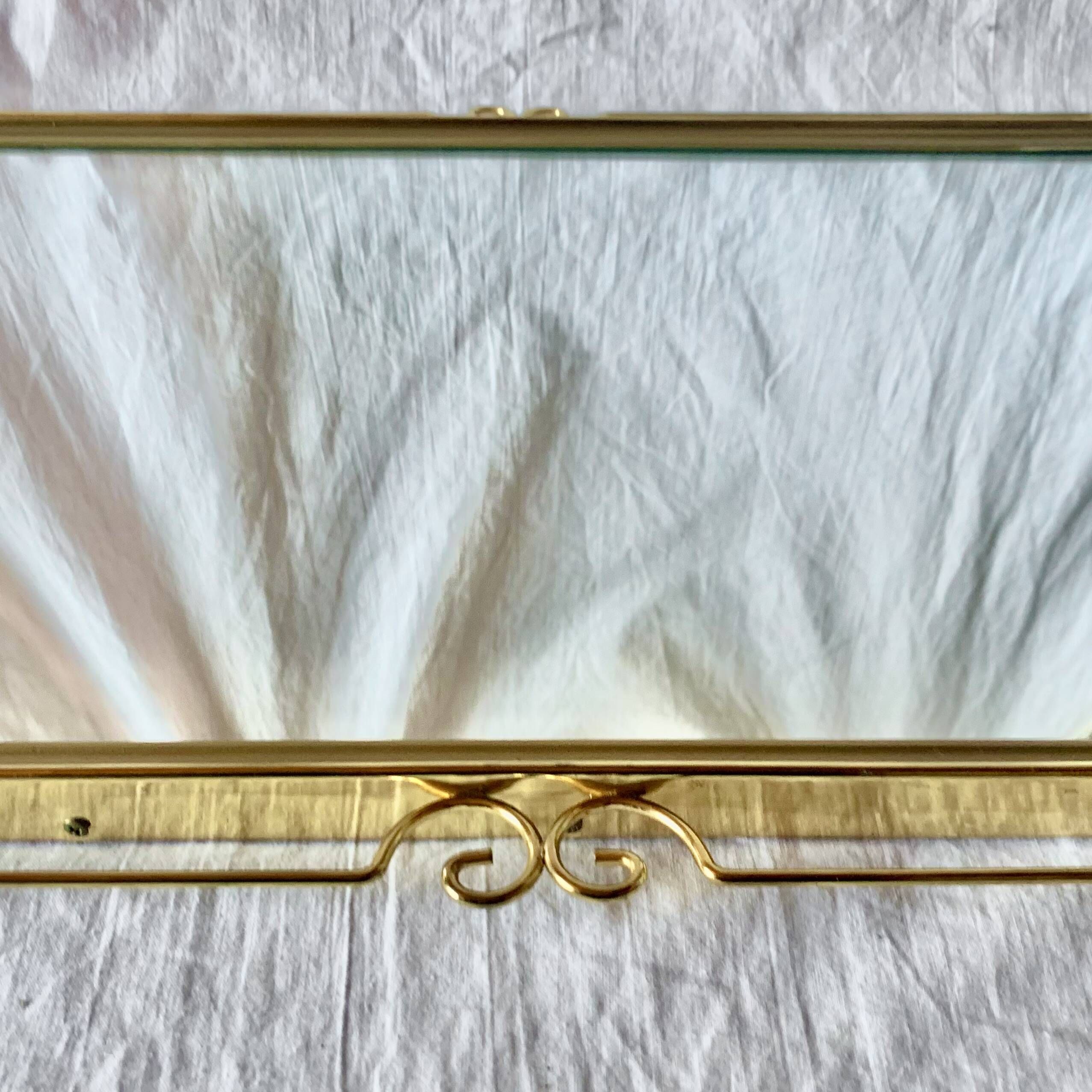 Hollywood Regency Gold Brass Wall Mirror - 70 x 46 cm