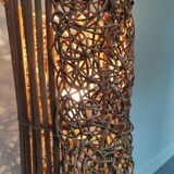 Vintage wicker and bamboo floor lamp