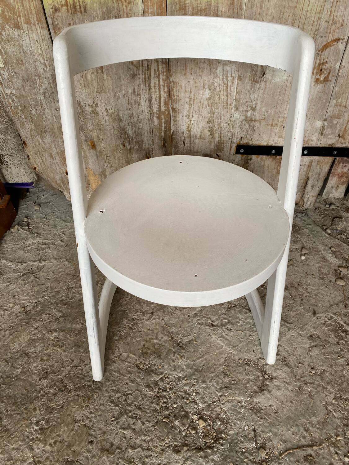 Old Baumann chair model Halfa white wood vintage 70s