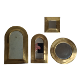 Set of 4 Moroccan mirrors in vintage brass 27 cm