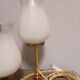 Duo art deco bedside lamps bronze and white glass tulip